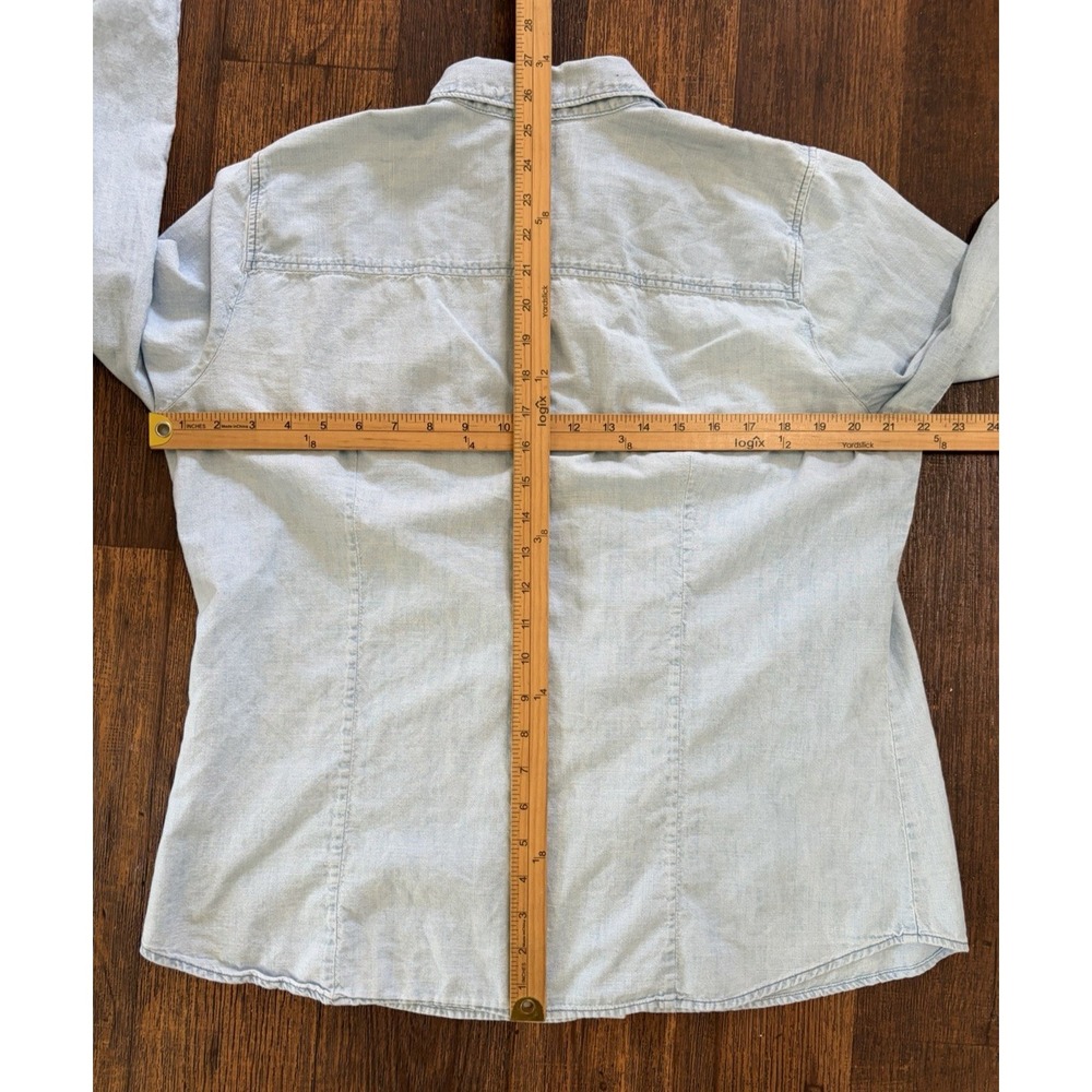 Women's J Crew Shirt Top Chambray Blue Denim XL Casual Business Prison Work - Picture 8 of 10